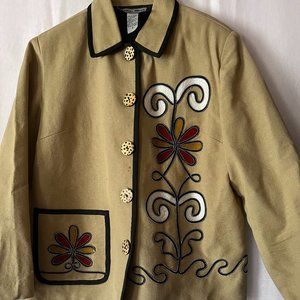 Boho Embroidered Blazer Jacket sz S Womens Jacket light Weight Indigo Moon Small
